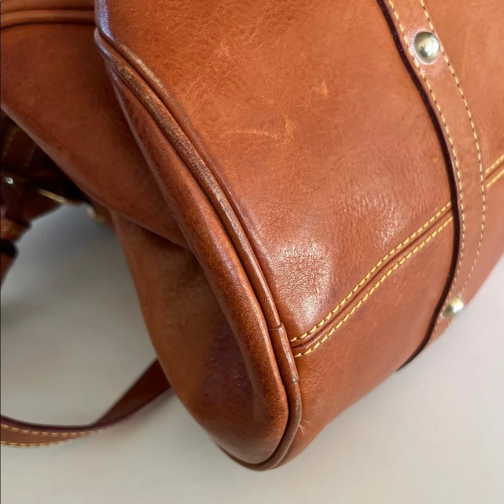 Dooney & Bourke Brown Leather Satchel with Gold Accents - Picture 7 of 9